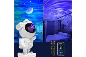 RECSG Proiettore Galaxy Astronauta, altoparlante musicale Bluetooth, sonno rumore bianco, cambio colore regolabile a 360° con telecomando e timer, luce notturna per bambini e adulti, scelta regalo