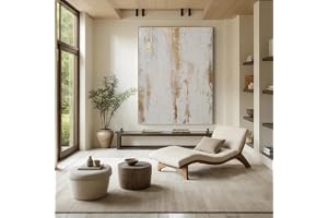 Stor beige vit texturerad väggfärg för entré, väggdekoration för sovrum, kontor, gästrum, 90 x 140 cm (35 x 55 tum) med gylle