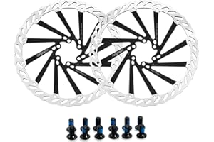 Yongness Rotor de freno de disco de bicicleta, rotor de freno G3 Negro 203mm, paquete de 2 con 12 tornillos, rotor de freno de acero inoxidable, compatible con Shimano Tektro Avid Magura Hayes