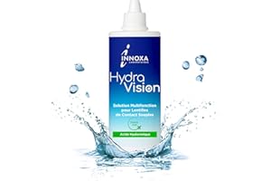 INNOXA LABORATOIRES INNOXA - Solution pour Lentilles de Contact Souples - Acide Hyaluronique - Nettoyant, Désinfectant, Apaisant, Hydratant - Yeux sensibles - Étui à Lentilles inclus - 100 ml