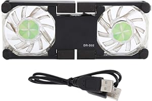 FASIENT1 Cojín de enfriamiento del Ordenador portátil, refrigerador Plegable del Ordenador portátil con Base de enfriamiento Dual del Soporte del refrigerador del Ordenador portátil de Las Fans USB(Negro)