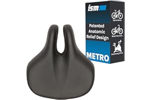 ISM Comfort Series Noseless Bike Saddle for Upright Riders - Anatomic Relief Bicycle Saddle for Hybrid, Police, Commuter Bikes, and Beach Cruisers - Wide and Thick Comfortable Bike Seat for Men /