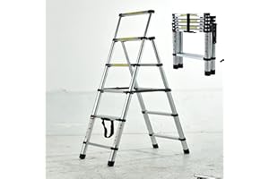 DICN Escaleras telescópicas Multiusos de Aluminio 1.7m+2m Capacidad 330 LB DIY Plegable Extensible Constructor Loft escaleras de extensión peldaños portátil