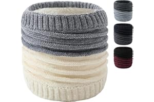 NLAND Bufandas Para Hombres Y Mujeres Bufanda De Cuello Redondo De Punto Cálido De Invierno Bufanda De Cuello Alto Con Forro Polar Grueso
