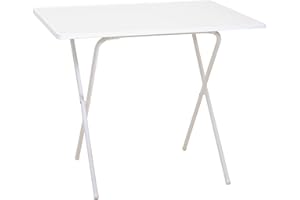 greemotion Table de balcon blanche 60 x 80 cm – Petite table pliante avec plateau amovible – Table de camping robuste et légère – Table d’appoint de jardin en métal et plastique