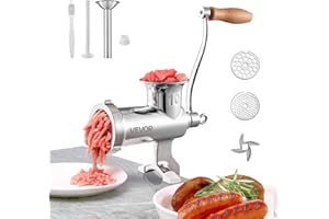 VEVOR manuelle Fleischmühle, alle Teile Edelstahl, handbetriebene Fleischmahlmaschine mit Tischklemme, 2 Schleifplatten & Wurstfüller, ideal für Zuhause Küche Restaurant Metzgergeschäft