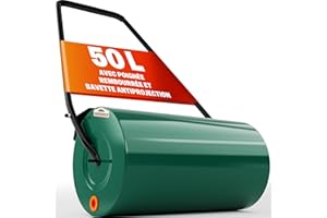 GARDEBRUKŽ Rouleau ŕ Gazon 60cm 50L poignée rembourrée bavette antiprojection Remplissage Sable Eau pelouse Herbe Jardin Rouleau a Main agricole