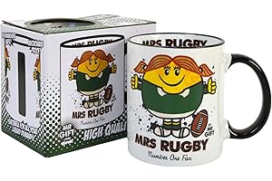 Bomblighters Rugby Mug - Sports Gift Try League Union Fan Present Gift Mum Women Girl, Ceramic, 250ml
