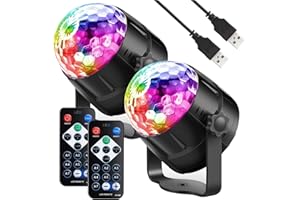 WINSAFE Party Lights Disco Ball LED Strobe Lights Sound Activated, RBG Disco Lights,dj Lights,USB Powered Stage Light for Home Room Dance Parties Birthday Bar Karaoke Xmas Wedding Show Club