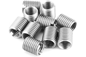 BORDSTRACT 10 Pezzi Inserti Filettati Dado Riduzione interno M8*1,25 esterno M10*1,25 lungo 12 mm Acciaio Inossadabile Hardware Fastener Conversione Filo Strumento Kit per Inserto Riparazione Dado