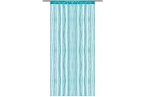 Bestlivings Fadenvorhang mit Stangendurchzug, Gardine in Lurex-Optik, Dekoartikel in vielen Farben und Größen (türkis - Pfauenblau / 90x250 cm)