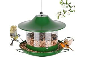 Gaethra Vogelfutterhaus zum Aufhängen, 1800ml Faltbarer Futterhaus für Vögel, Vogelhaus zum Aufhängen Grün, Vogelfutterhaus Höhenverstellbar, Vogelhaus Wetterfest für Garten, Balkon