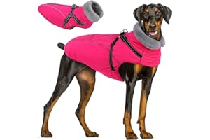 Queenmore Manteau Chien avec Harnais Imperméable, Manteaux d'hiver pour Chiens, Doudoune Chien pour Berger Allemand/Labrador/Husky/Golden Retriever(Rose, 2XL)