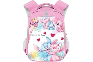 PADIEOE Stitch 3D Printed Children's School Backpack with Reflective Strips Travel Lightweight Backpack Book Bags Kids Boys Girls School Bag