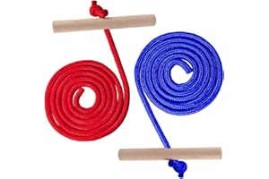 SUAFLNY 2 Pièces Corde de Luge, Câble pour Luge, 1.5M Corde de Traîneau Câble de Traction, Corde de Traction avec Poignée en Bois, Corde de Traction Luge pour Luges D'extérieur en Hiver