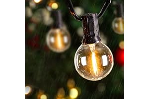 ‎AVOALRE Avoalre 12M Lichterkette Außen, IP65 Wasserfest Outdoor Lichterkette Strom, G45 warmweiss 30+3 Ersatz Glühbirnen Lichterkette (max.170M) Ausdehnbar Partylichterkette für Terrasse Garten Balkon Hof