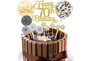 Jxuzh Cake Topper 70 Kuchendeko Geburtstag Gold Happy 70.birthday Kuchendeko 70. Geburtstag Tortendeko 70 Schwarz 70. Geburtstag Kuchen Deko 70 Geburtstag Frau Happy Birthday 70 Geburstagstorte Deko