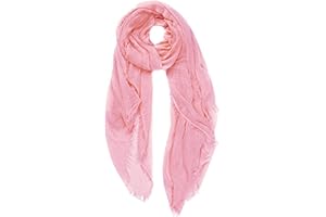 World of Shawls Chic Ladies Cotton Blend Crinkle Distressed Effect Scarf with Fringed Edges