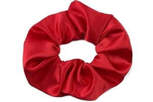 Mytoptrendz® Plain Satin Hair Scrunchies Ponytail Hair Tie Traceless Luxurious Bobbles Classic Hair Accessory (Red)