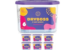 DRYBOSS Pack x 6 Deshumidificador Absorbente Anti Humedades de Armarios, Interior Casa, Cajones, Habitacion, Pared, Coche. Quita Olores y Absorbe Humedades. Previene Condensación. Antihumedad