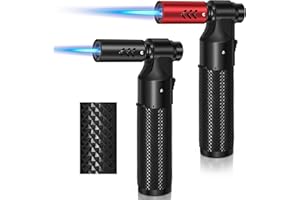 WANBRO Kitchen Blow Torch (2 pcs), Adjustable Jet Flame, Butane Gas Refillable, Windproof Torch Lighter for Creme Brulee, BBQ, Baking (WB-hb3, Black+red, ABS)