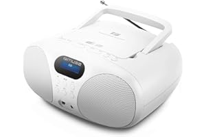 Muse MD-208 DBW M-208 DBW Radio Dab Portable avec Lecteur CD, entrée Casque et antenne télescopique pivotante, Blanche, M-208 DBW