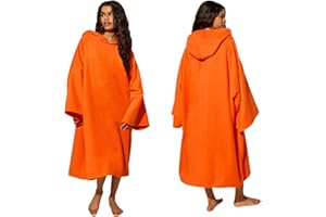 Brentfords Serviette à Porter pour Adulte, Femme et Homme, Poncho à Langer pour Natation, Surf, Plage, Bain à Capuche, Grande Serviette absorbante en Microfibre à séchage Rapide, Orange