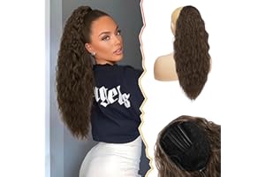 ‎BARSDAR BARSDAR Ponytail Extension, 56cm Lang Wellige Pferdeschwanz Haarteil mit Kordelzug Synthetik Clip in Ponytail Haarverlängerung Haarteile für Frauen - Braun