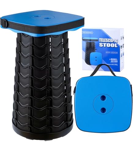 LUXJET Tabouret Pliable Portable Léger Mais Plus Robuste Avec Une Capacité De Charge De 180 Kg, Tabouret Pliable En Plastique Pour Camping, Pêche, Randonnée, Barbecue, Extérieur (Bleu, Tabouret