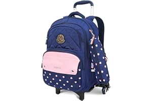 PROTAURI Enfants Sac à dos à Garçons Filles 6 Roulettes Sac à dos Trolley Rolling Bag Cartables Scolaires Sac d'école Valises Primaire Sac d'école Imperméable Bagages Pour Etudiant