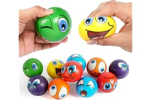Ainiv Zabawkowe piłki antystresowe, 12 różnych emotikonów, piłka antystresowa, 6 cm, pianka redukująca stres, zabawka dla dzieci i dorosłych, prezent dla gości, urodziny dziecka, Boże Narodzenie