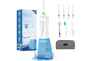 H2ofloss Water Flosser for Teeth Cordless, IPX7 Waterproof Oral Irrigator Dental with 5 Modes and 6 Jets, USB Recharged and 300ML Water Dental Flosser for 30 Days Use at Home/Travel