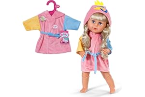 Accappatoio BABY born - Con cappuccio e maniche di diversi colori - Accessorio per bambole di alta qualità - Vestiti adatti a bambole di 43 cm