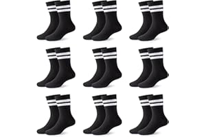 JOCMIC 9 Pack Junior Cotton School Sports Socks Toddler Kids Crew Athletic Boys Girls Cushioned Ankle 4-15 Years