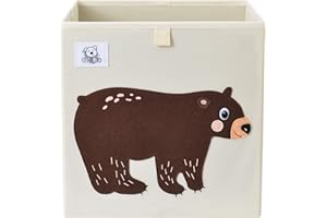 CLCROBD Foldable Animal Cube Storage Bins Fabric Toy Box/Chest/Organizer for Toddler/Kids Nursery, Playroom, 13 inch (Bear)