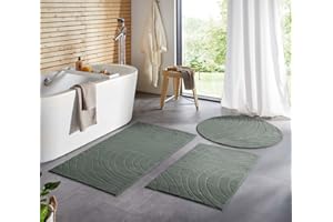 ‎TARACARPET Taracarpet Badematte Badvorleger Homestyle rutschfest waschbar Badezimmerteppich Badewannenmatte, Badteppich, Duschmatte Badezimmer saugfähig Weich auch als Set Grün abstrakte Wellen 050x080 cm