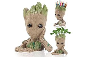 Newthinking Groot Plant Pot, Cartoon Baby Groot Plant Pot with Drainage Hole, Indoor Creative Groot Flower Pot Pen Holder for Desktop Decoration (GLT-A)