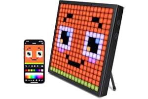 REYLAX LED Pixel Art Display 16x16-Smart Alarm Clock RGB Pixel Matrix Panel DIY Graffiti Animations Patterns Text Programmable LED Sign for Gaming Room Desk Accessories for Kids Adults