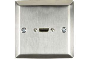 AV:LINK AV Link Placa de Pared HDMI con Cola Hembra | Acabado de Acero Cepillado