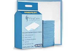 VIRACARE 20 x Incontinence Pads | 150 x 80 cm | Disposable Bed Pads for Incontinence | Extra Large | Waterproof Bed Pads (1 Pack of 20)