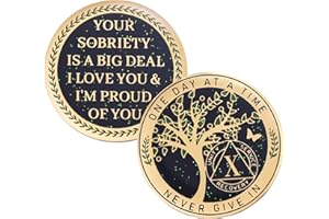 ‎LPARKIN LParkin 10 Jahre Nüchternheit Münze, Baum des Lebens Nüchternheit Münze, 10 Jahre AA Münze, Nüchternheit Geschenke für Männer und Frauen, 10 Jahre nüchterner Jahrestag Token, Alkoholiker Anonymous