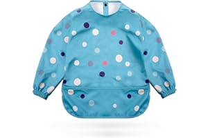 kidoola Baby Led Weaning Bib with Sleeves - Mess-Free, Waterproof Soft, Safe & Stylish for 6-12 Months Babies & Toddlers Apron with Full Coverall Coverage