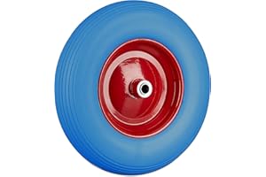 Relaxdays 10022851_959 brouette 4.80 4.00-8, Caoutchouc, Roue de Secours, Jante, pneus Diable 100 kg Charge, Bleu Rouge, 1 élément