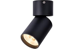 FOOC Foco LED Lámpara de pared de techo moderna 15W CRI> 90 Vertical Horizontal girada, ø60mm 3000K Blanco cálido para sala de estar Oficina Comercial Habitación infantil Cocina, Negro