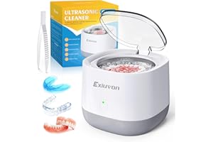 Exluvon Ultrasonic Retainer Cleaner, 45kHz Ultrasonic Dental Cleaner Machine, 250ML Ultrasonic Cleaner for Dentures, Retainer