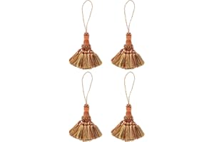 Fenghuangwu Set of 4 Elegant Polyester Tassel Colorful Craft Tassels Charms Key Tassel DIY Accessories for Curtain and Home Decor (Orange)