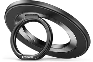 SYNCWIRE Magnetyczny uchwyt na telefon do MagSafe, obracany o 360° uchwyt na telefon pierścień, regulowany i odpinany stojak na palec kompatybilny z iPhone 14/13, iPhone i Android, z żelaznym