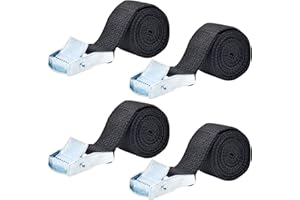 Bailinks Set di 2 Cinghie di Fissaggio, Peso Max 250kg, Cinghie di Ancoraggio con Fibbia, Ideale per Moto, Biciclette e Rimorchi, Nero, Alta Resistenza Cinghie di Fissaggio (25MMX1M)