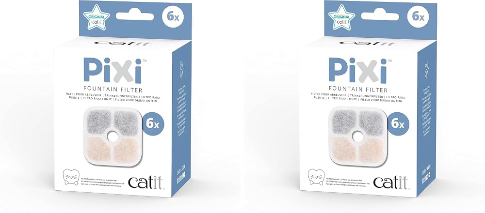 Catit 43722 Pixi yedek filtre, Catit Pixi su çeşmesi için içme çeşmesi filtresi, 6'lı paket (2 paketi)