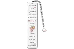 FCZIVA Marraine Marque-Page Cadeaux D'anniversaire Noël Personnalisé Fête Mères Spécial Femmes Retraite Appréciez Souvenir Acier Inoxydable Amour Familial Rappel Accessoire Livre de Filleul Filleule